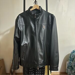 EA Collection Italy Style Men's Black Leather Jacket Full Zip
